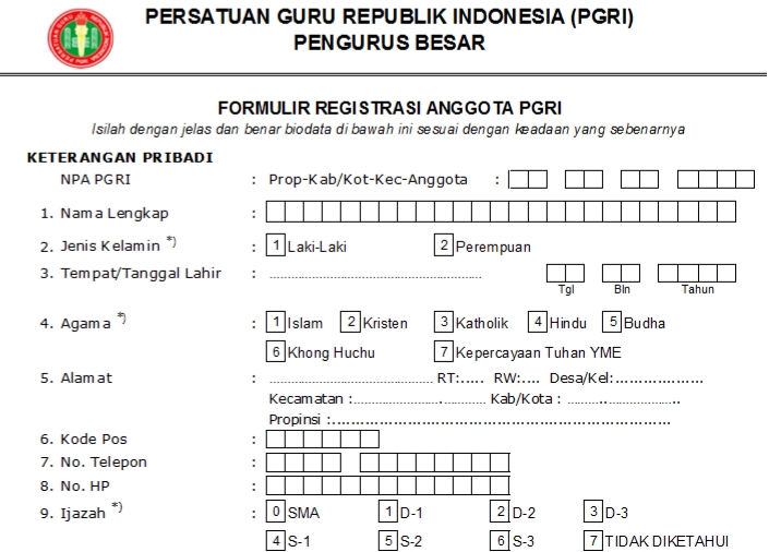 Pendaftaran PGRI Konawe - Persatuan Guru Republik Indonesia Cabang Konawe